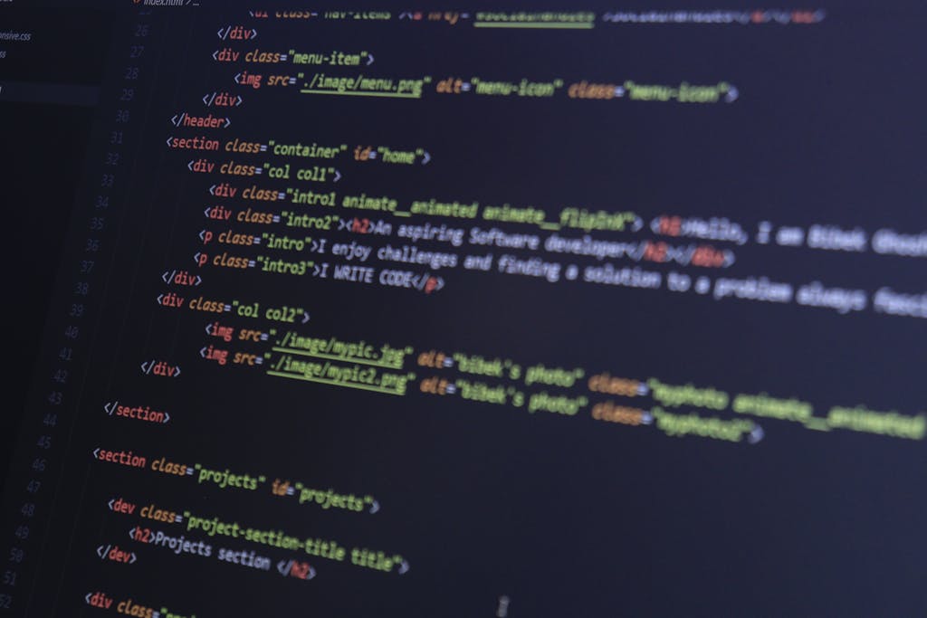 630 Area Code HTML and CSS code on a computer monitor, highlighting web development and programming.
