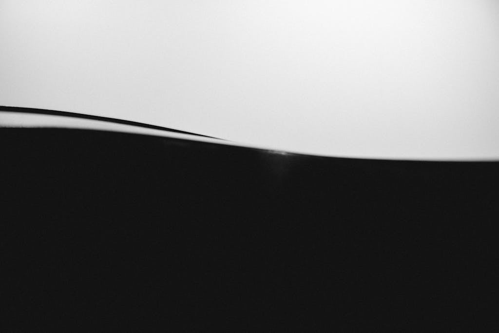 Sotwe  Minimalist abstract black and white image showcasing smooth wave-like forms.